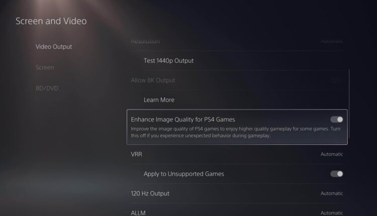 PS5 Pro, PS4 Oyunları, ayarlar